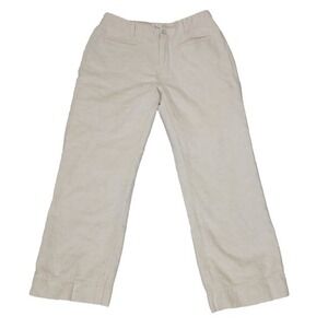 Calvin Klein Womens Pants Size 4 Linen Cotton‎ Blend Cropped CK Jeans Beige
